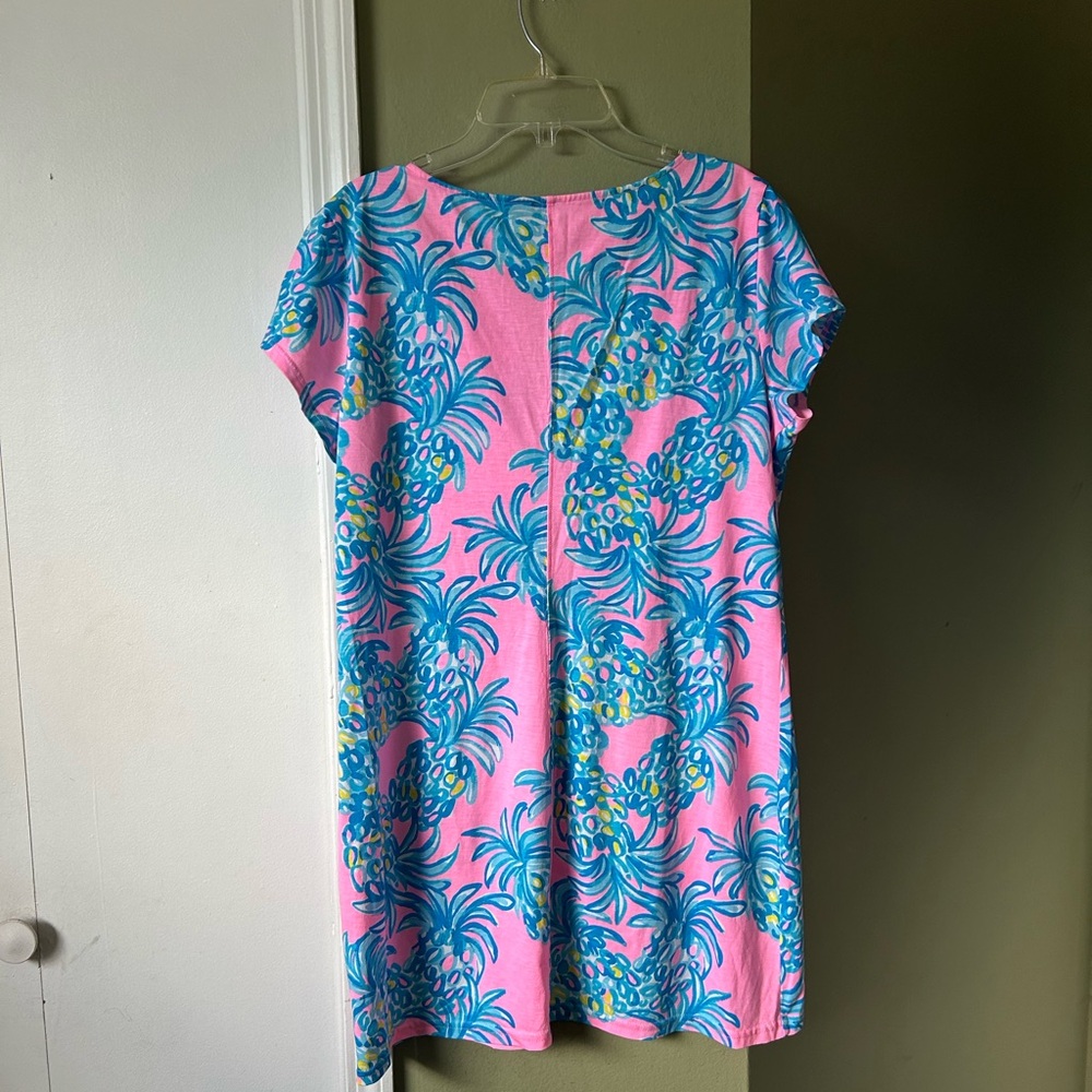 NWOT Lilly Pulitzer Tunic Pink and Blue Pineapple Print Sheath Dress Sz L - Picture 2 of 11